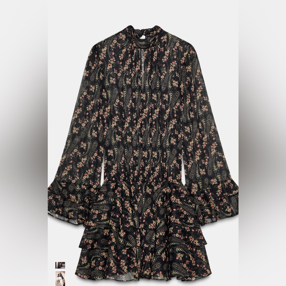 Zara Floral print cotton gauze dress